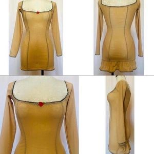beige/cream square neck mini dress